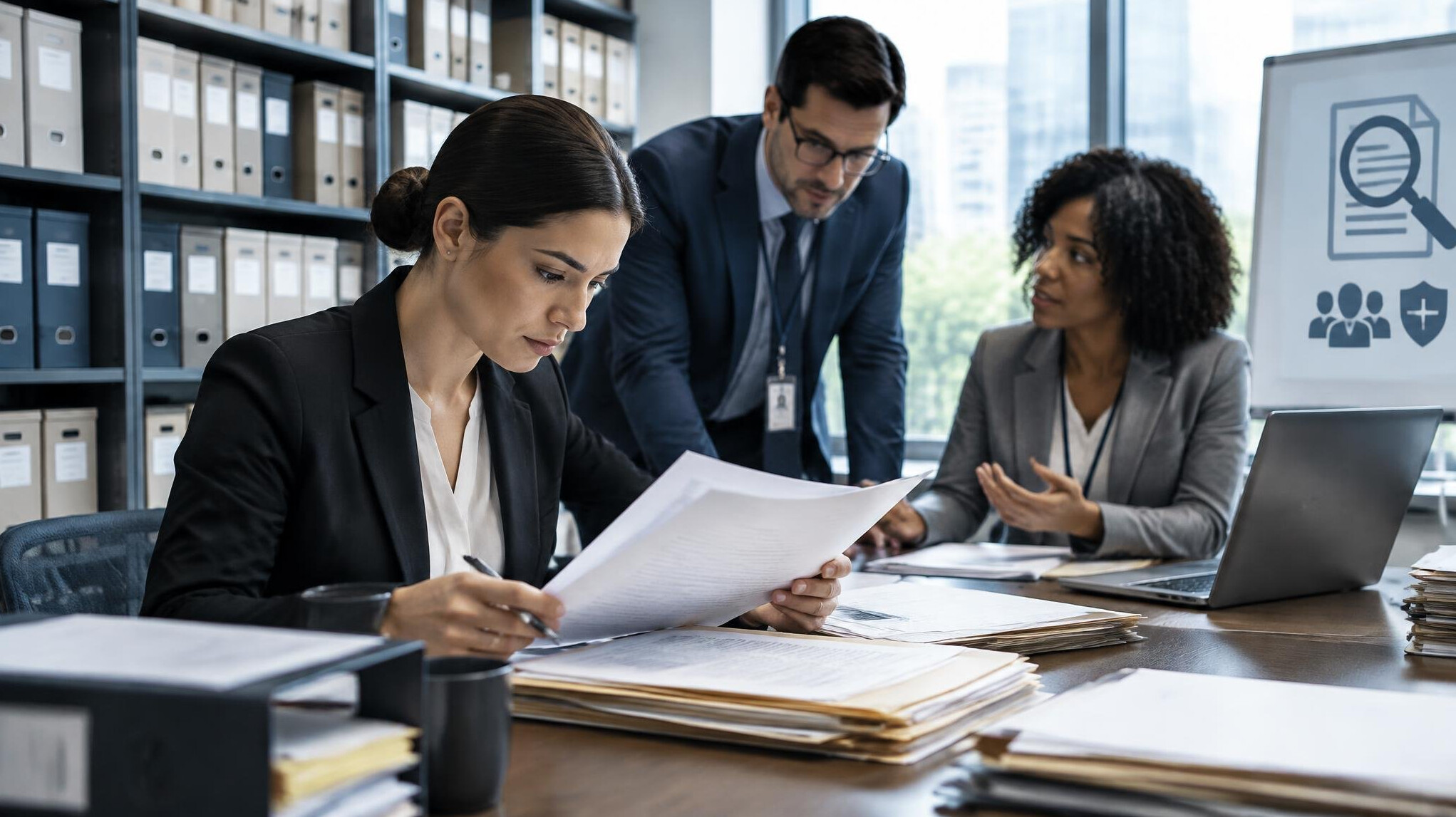 investigator reviewing documents