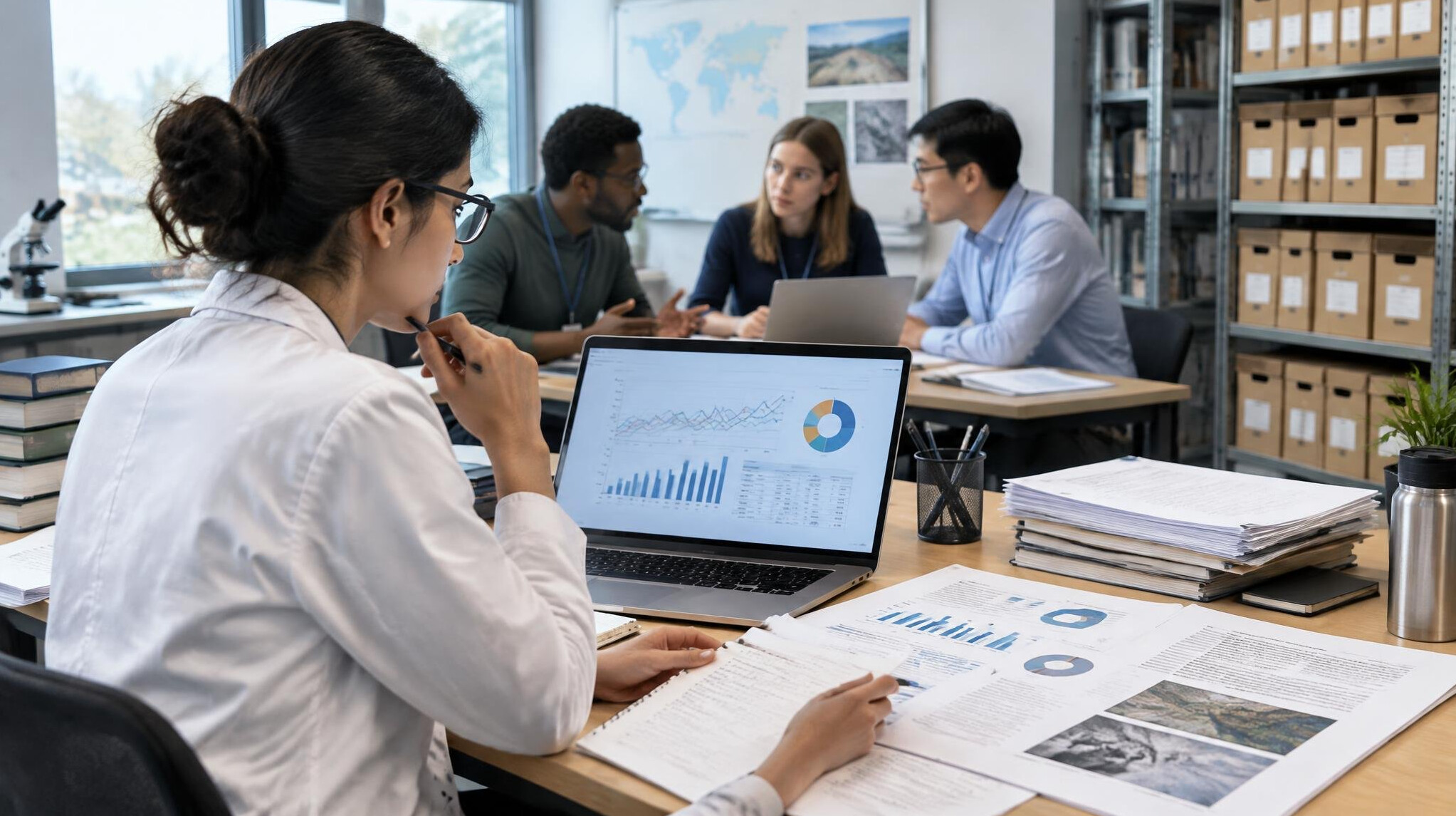 researcher analyzing data
