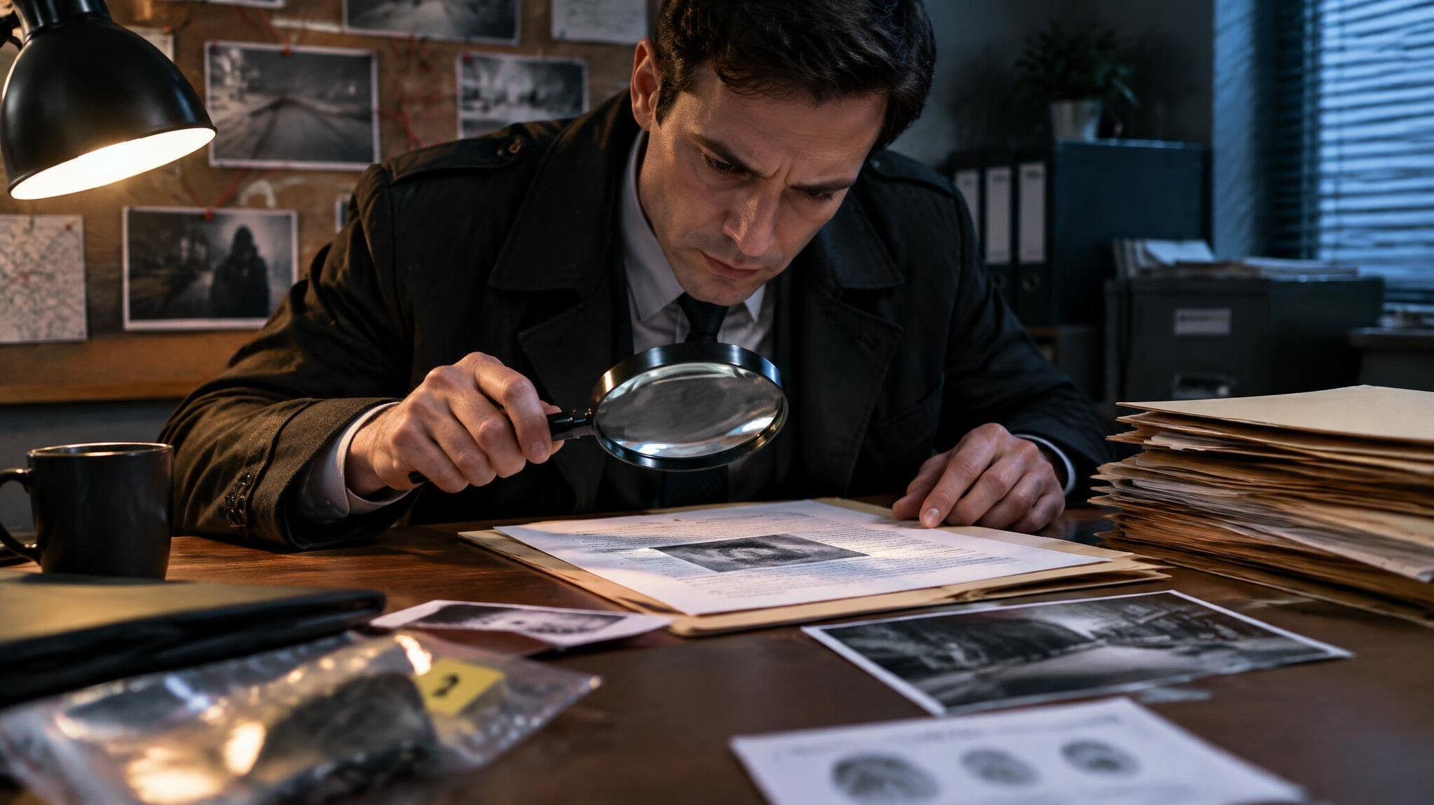 detective examining evidence
